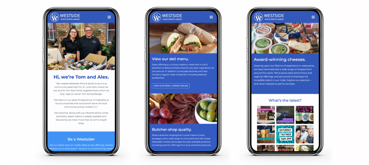 Westside Wine & Spirits website mobile view